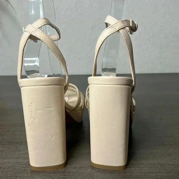 BP Tavey Nude Block Heel Platforms Strappy Sandals - Picture 4 of 9